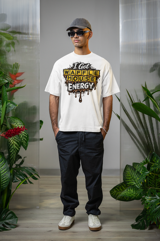 I Got Waffle House Energy Tee – Chaotic Syrup Drip Graphic Shirt