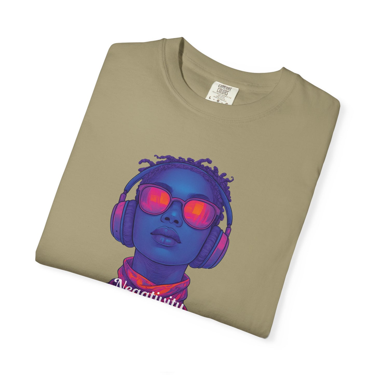 Dyed T-Shirt with 'Negativity on Mute' Design